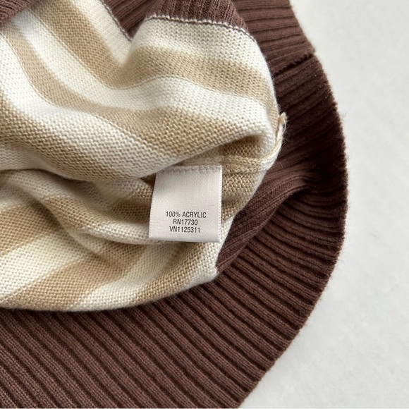 Vintage Mossimo Women’s Brown Cream Striped Sweater Vest Y2K XXL - Picture 8 of 10